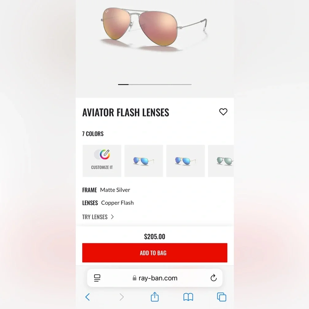 Authentic Ray Ban Mirrored Copper Flash Aviator Sunglasses